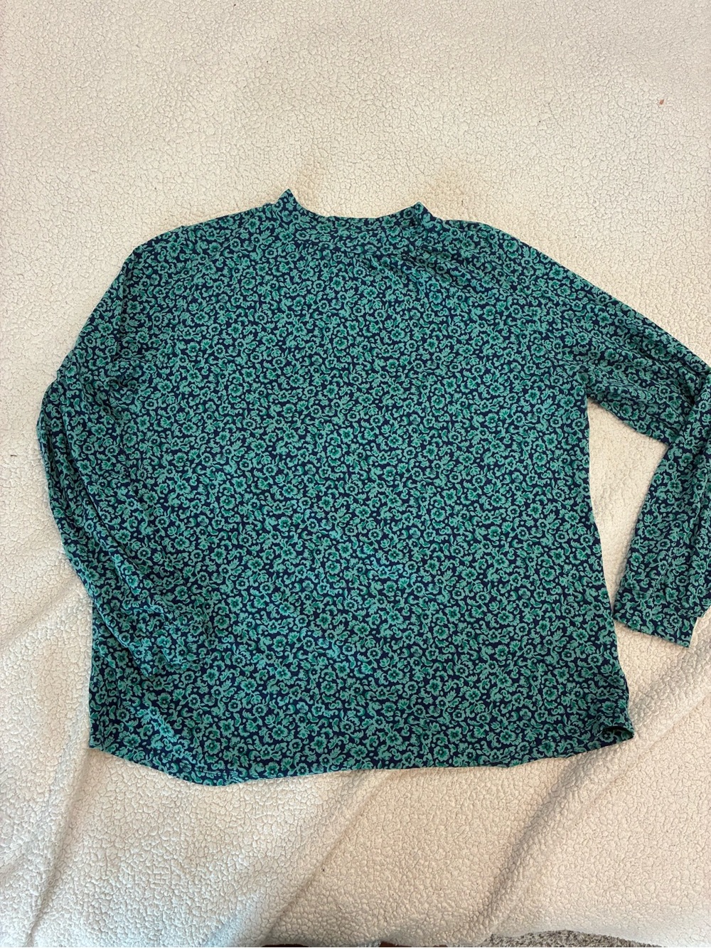 Lands’ End Teal Floral Gathered Mock Neck Top – Women’s Plus 1X NWoT - Picture 5 of 11